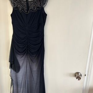 Navy blue beaded mother of bride gown
